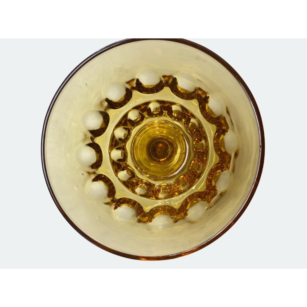 Amber Glass Compote Thumprint Pattern & Pedestal Base - Picture 3 of 4